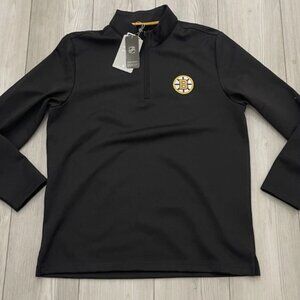 NHL BOSTON BRUINS Men’s Society of Threads BONDED FLEECE QUARTER ZIP Sz XL NEW